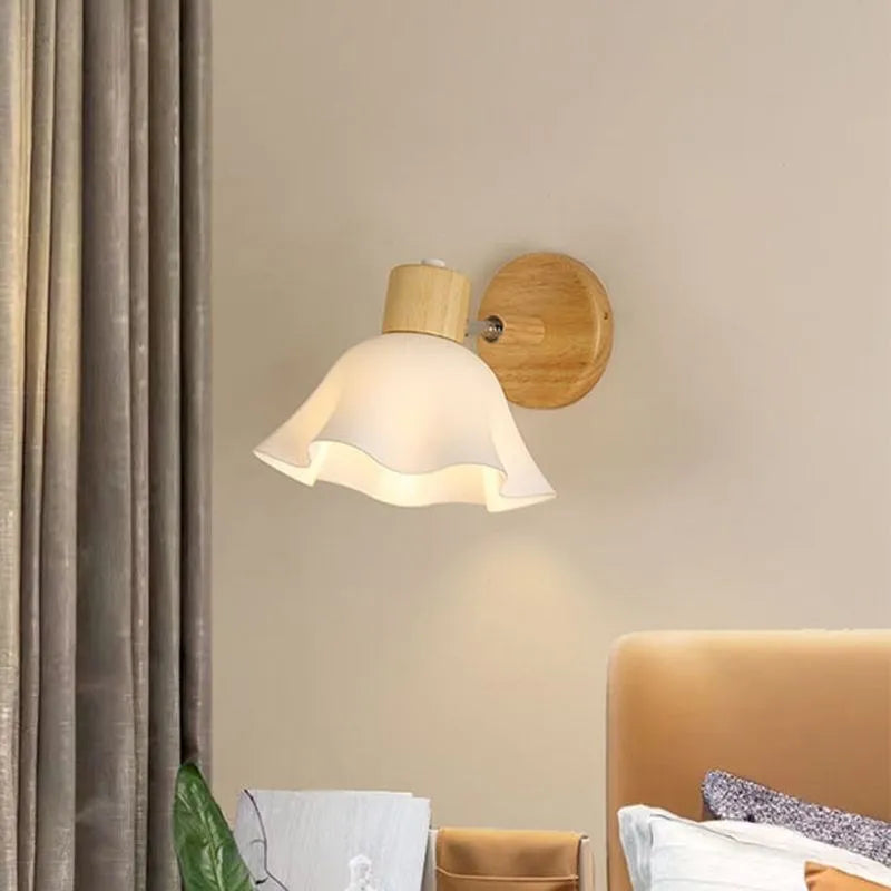 led nordique rotative bois céramique éclairage allée étude maison luminaire - vue 3 sur 9