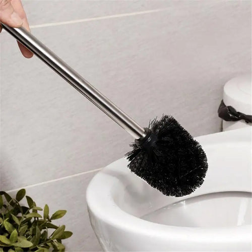 brosse de toilette en plastique avec manche inox et poils souples - vue 7 sur 8