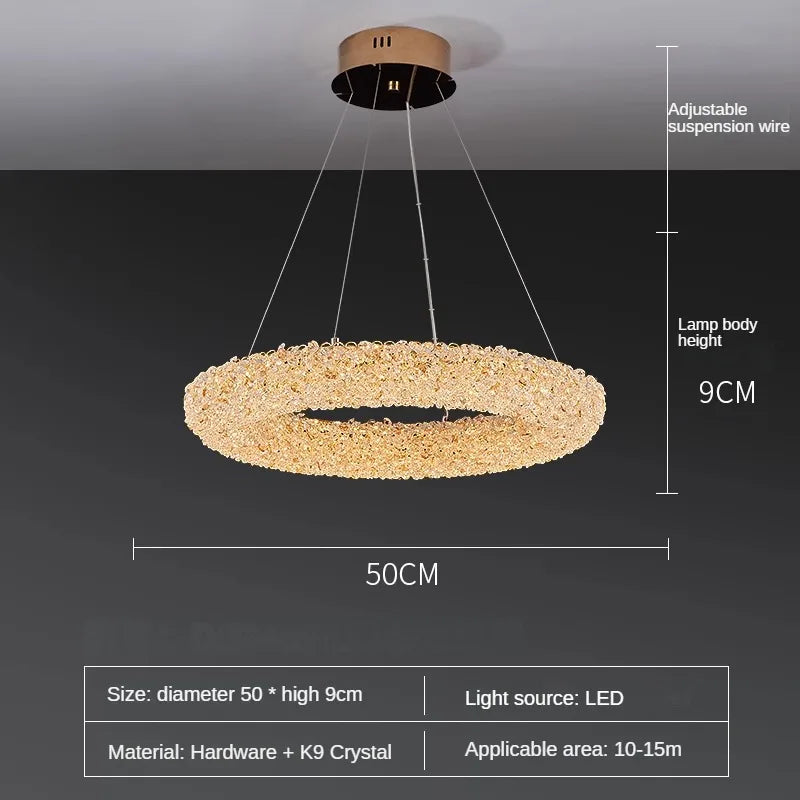 lustre en cristal k9 design élégant pour éclairage moderne - vue 8 sur 13