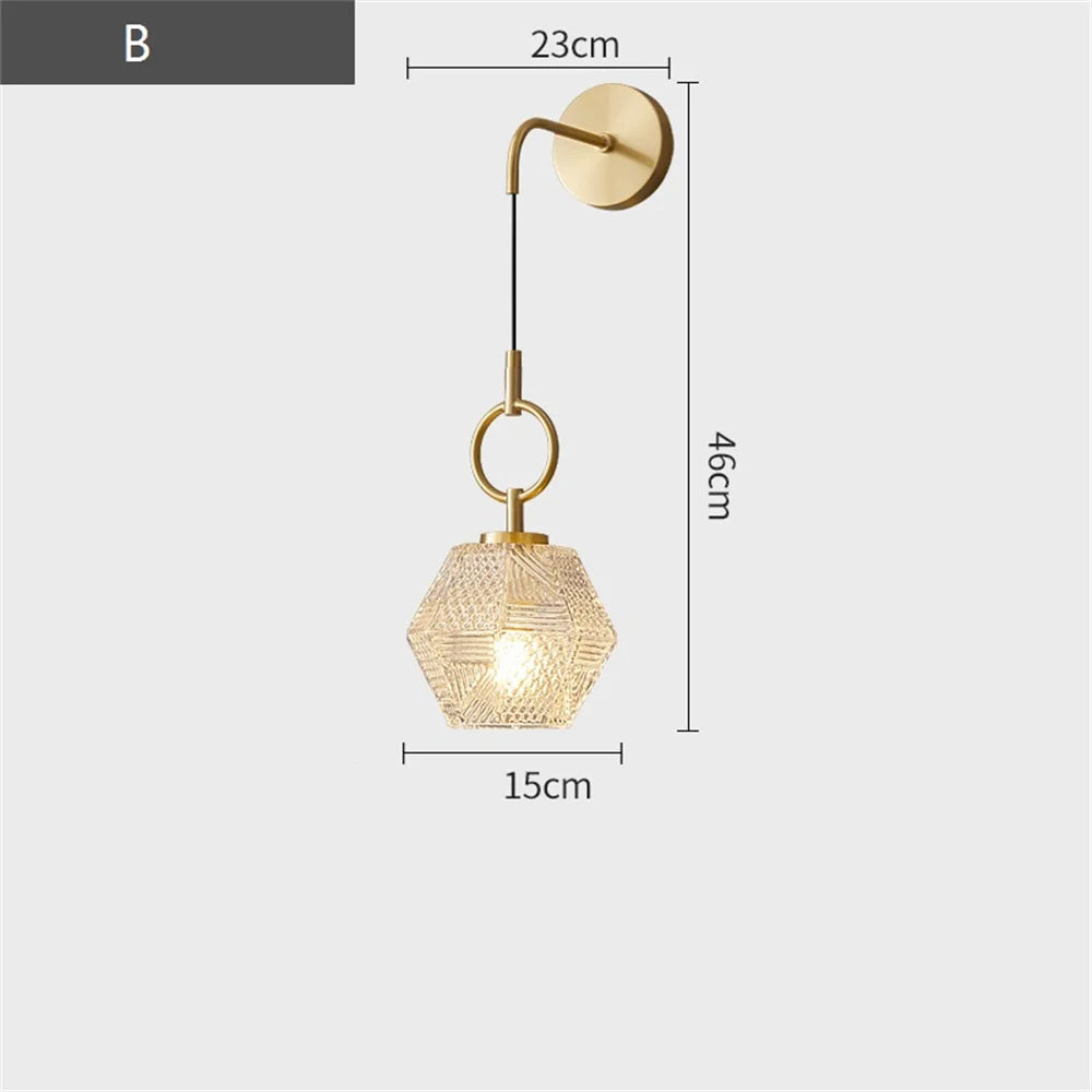 applique murale moderne en cuivre et verre à led décorative - vue 9 sur 12