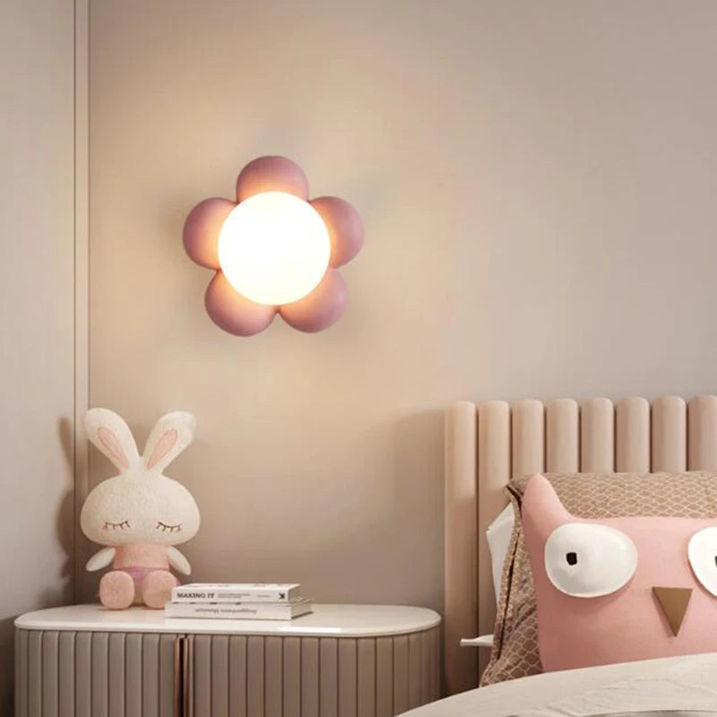 applique murale LED en résine en forme de fleur