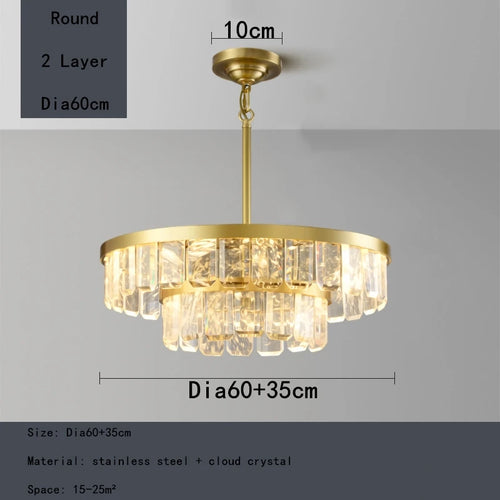 lustre en cristal multicouche nuage et brume pour hôtel avec corps en acier - vue 9 sur 15