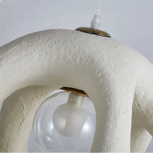 suspension Wabi-sabi Design Style salon maison chambre à manger résine haut de gamme intérieur LED - vue 7 sur 8
