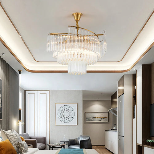 lustre cristal luxueux led intérieur maison - vue 4 sur 13