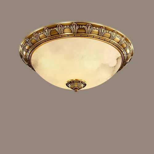 plafonnier led vintage europe sculpter en cuivre espagnol marbre - vue 2 sur 8