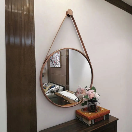 miroir rond doré mural pour salle de bain et coiffure - vue 3 sur 18