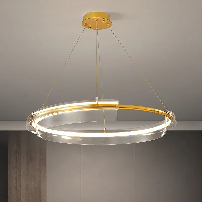 lustre led de luxe simple anneau dimmable pour maison hôtel - vue 2 sur 7