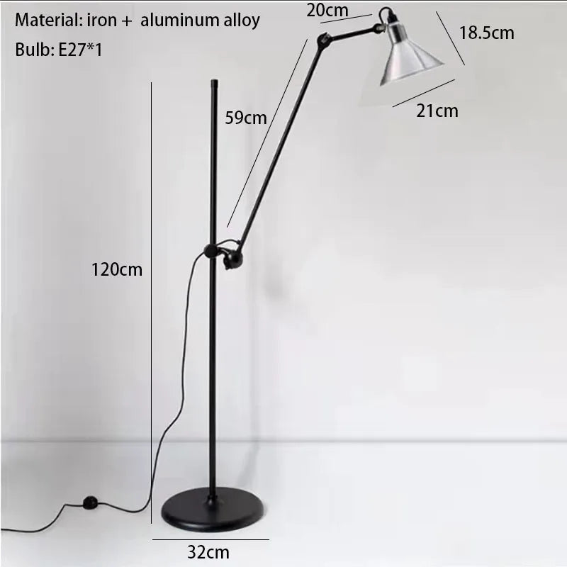 lampadaire vintage rotatif réglable pour éclairage intérieur décoratif