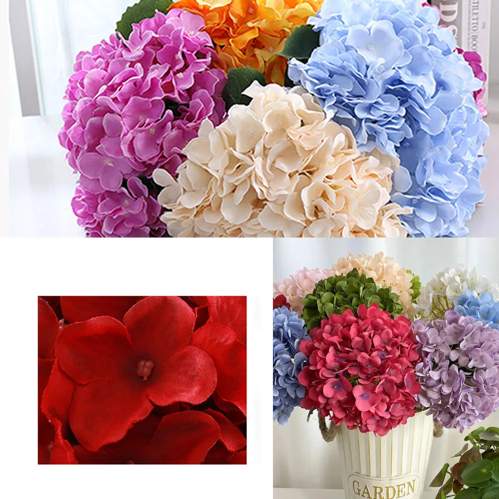 bouquet d'hortensias artificiels en soie pour mariages et décorations festives - vue 6 sur 19