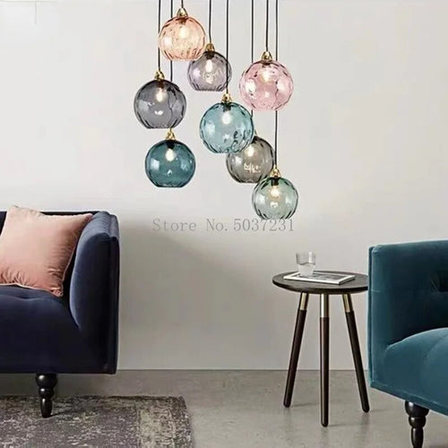 lustre verre coloré nordique moderne grain eau - vue 3 sur 29