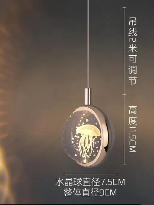 suspension boule de cristal led design moderne pour intérieur - vue 9 sur 10