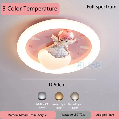 Full Spectrum Children's Room Ceiling Lamp Cartoon Resin Princess Ceiling Light Kids Baby Room Bedroom Nursery School Decor 220V
