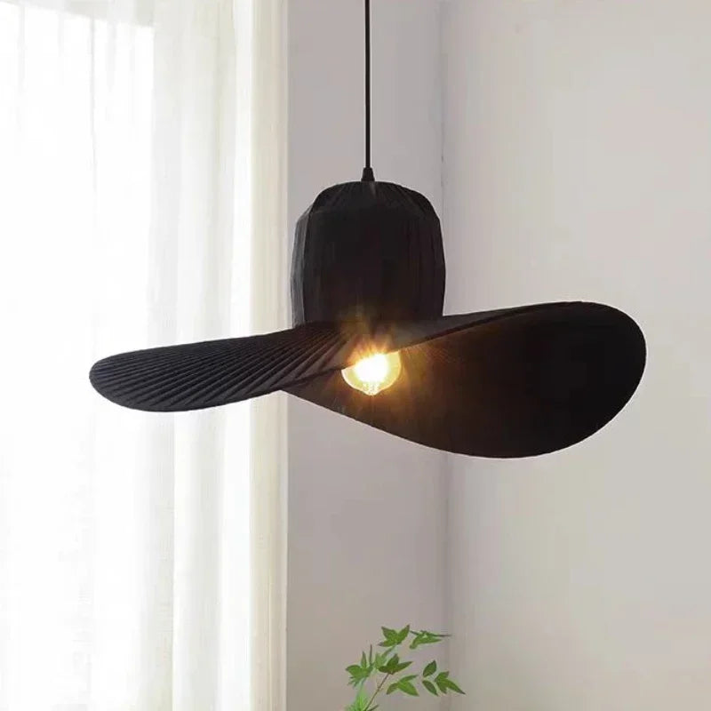 lustre en chapeau de paille nordique pour décoration intérieure - vue 4 sur 8