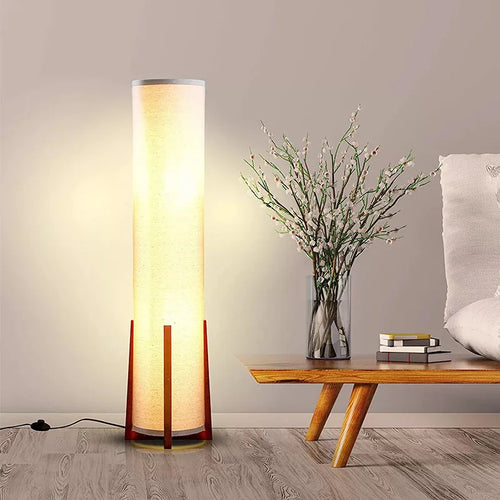 Nordique moderne Zen lampadaires support en bois massif Uminaires salon chambre chevet télécommande lumières sur pied décor à la maison - vue 5 sur 8