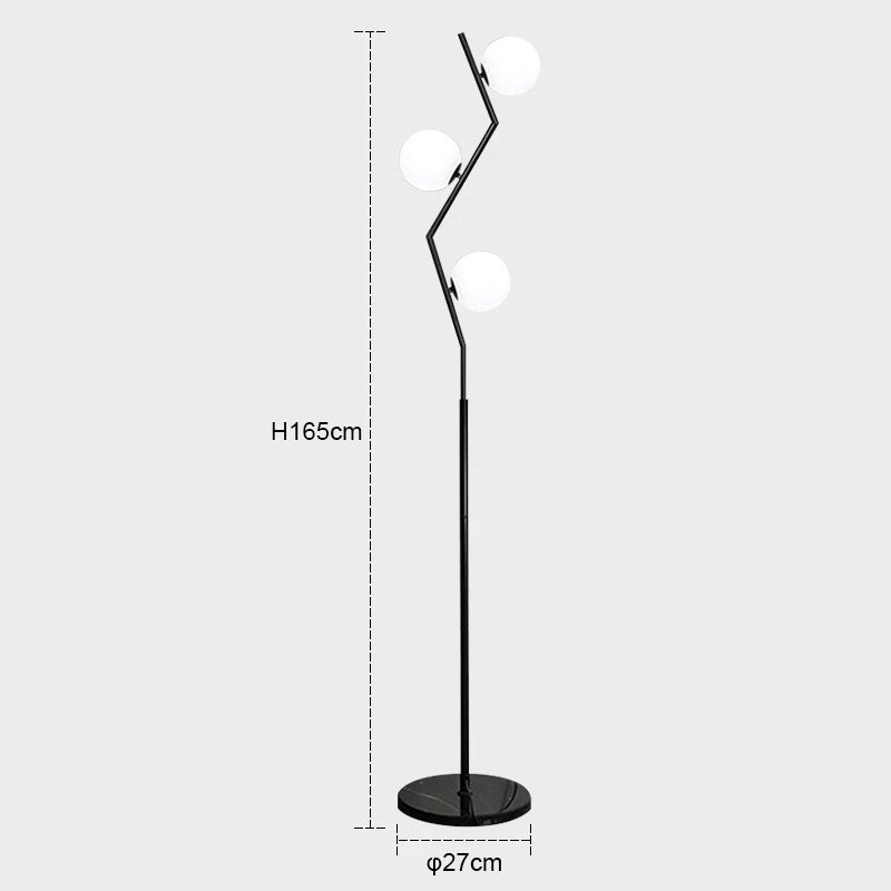 lampadaire led moderne en fer et verre nordique pour décoration intérieure