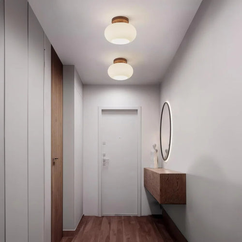 Walnut Wood ceiling light, Wabi-sabi Modern style, Aisle lighting for Bedroom, Living, Corridor, Aisle balcony, Entrance Hall - vue 5 sur 7