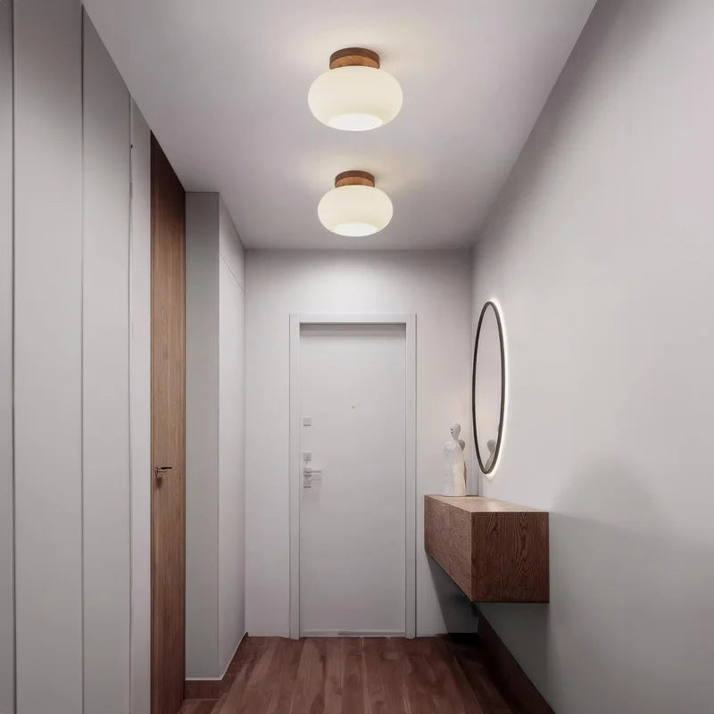 Walnut Wood ceiling light, Wabi-sabi Modern style, Aisle lighting for Bedroom, Living, Corridor, Aisle balcony, Entrance Hall - vue 4 sur 7