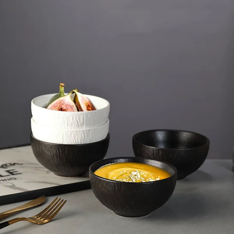 Vaisselle ceramique mate effet roche bols et assiettes - vue 4 sur 7