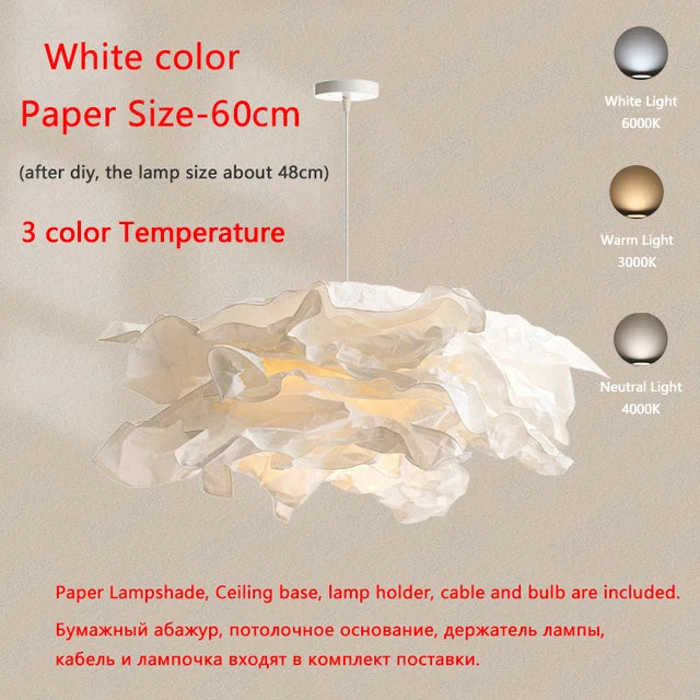 lustre minimaliste en papier led pour éclairage intérieur bricolage - vue 8 sur 12