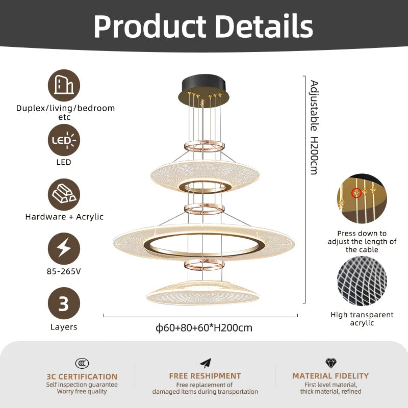 lustre suspendu en aluminium à led pour intérieur - vue 6 sur 12