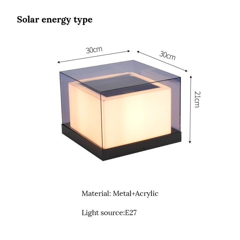 pilier lumière solaire extérieure étanche pour jardin villa - vue 13 sur 14
