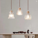 Lampe de chevet verre bois LED E27 Suspension