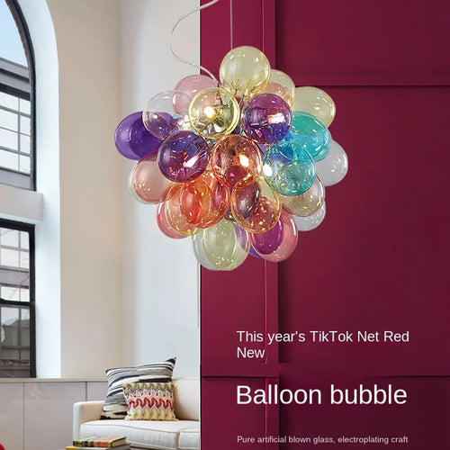 lustre led en boule de verre bulle suspension décoration - vue 3 sur 14
