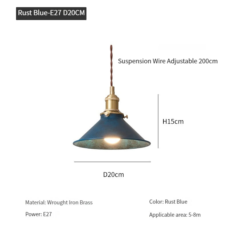 suspension loft luminaire vintage industriel avec abat-jour en métal - vue 12 sur 12