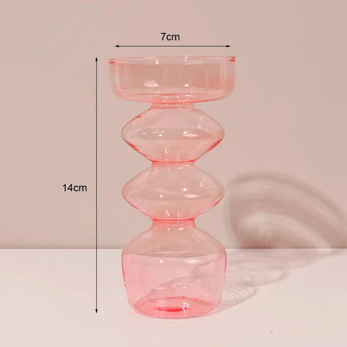 bougeoir en verre décoratif à rayures coniques pour événements festifs - vue 28 sur 30