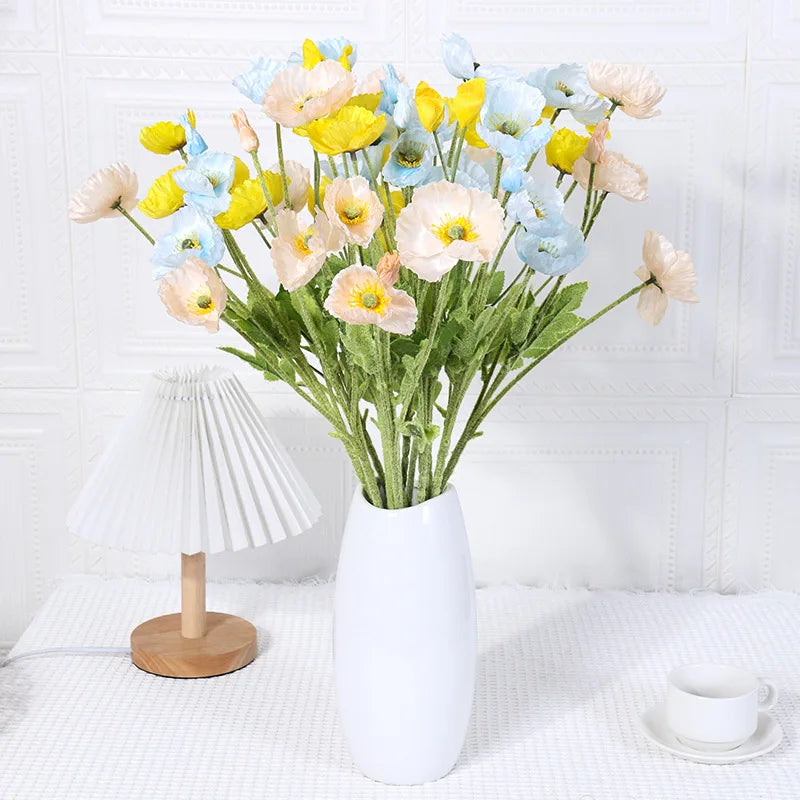 fleurs de pavot artificielles en soie pour décoration et événements - vue 4 sur 21
