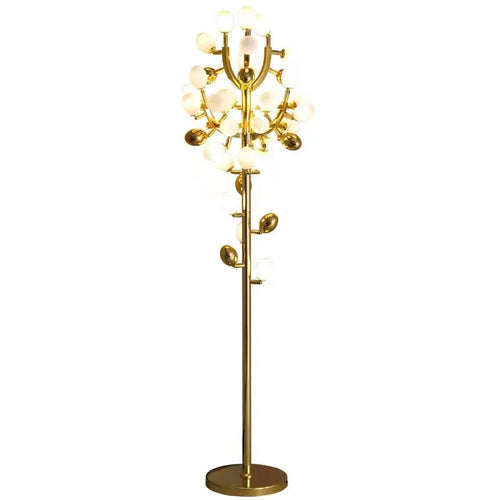 Nordic modern grape design LED floor lamp, gold G9 bulb, dining room, bedroom, sofa, white glass, home decoration floor lamp - vue 7 sur 7