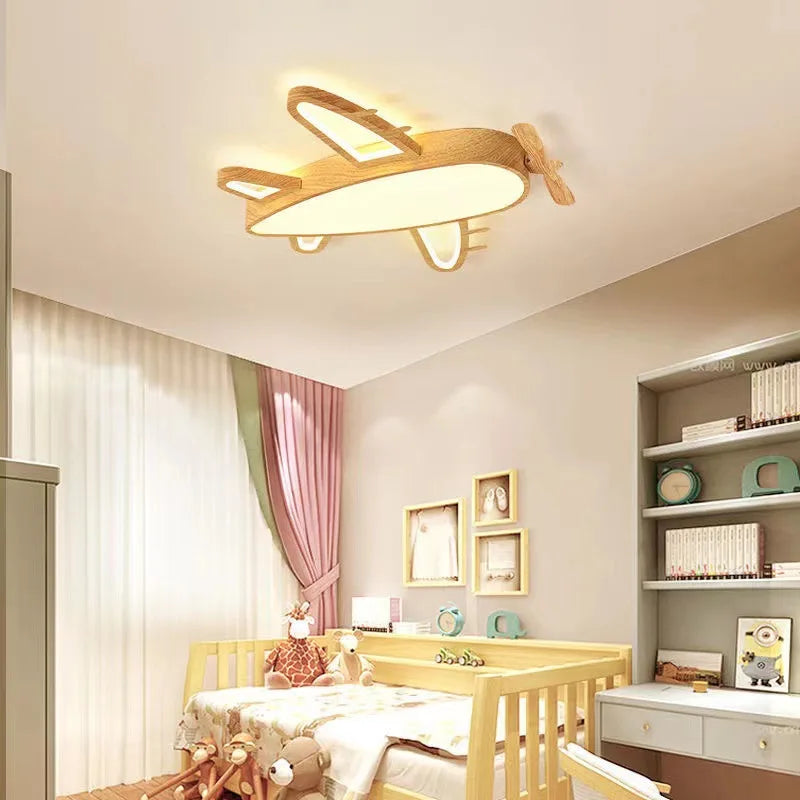 plafonnier en bois massif moderne pour chambre d'enfant romantique - vue 5 sur 10
