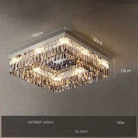 lustre led dimmable rond rectangulaire en cristal