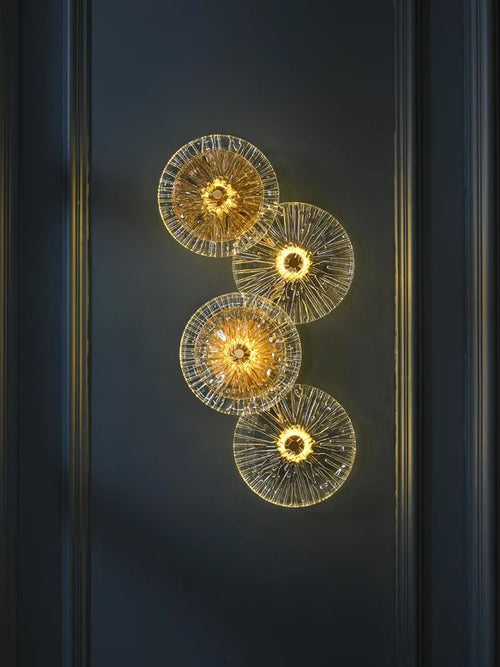 lampe à poser postmoderne en verre et fer doré lotus - vue 2 sur 10