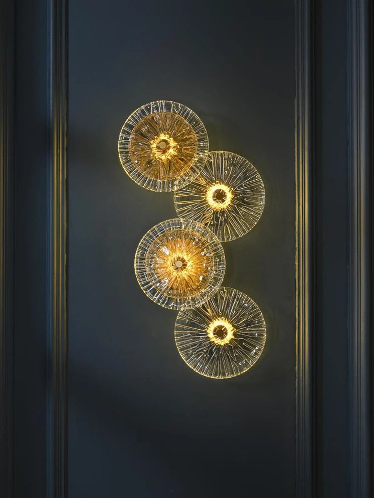 lampe à poser postmoderne en verre et fer doré lotus - vue 1 sur 10