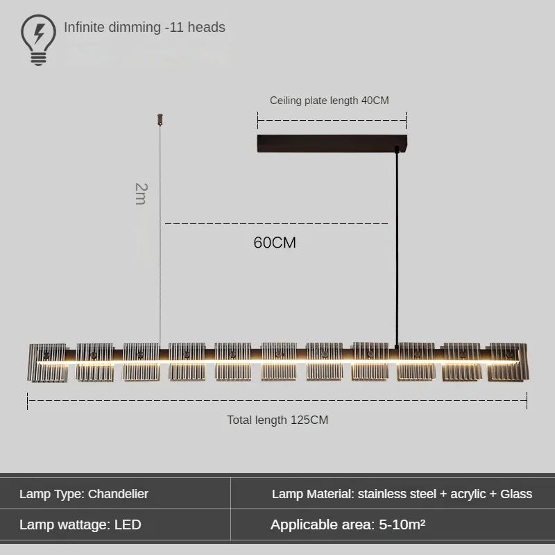 suspension moderne en acier inoxydable avec éclairage led élégant - vue 8 sur 9