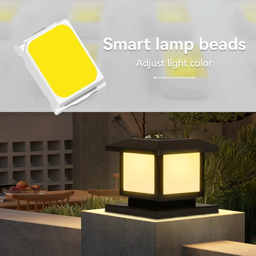 pilier solaire led étanche avec télécommande pour éclairage extérieur - vue 7 sur 8