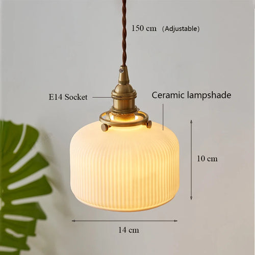 Lustre en céramique japonais éclairage pour cuisine salle à manger Restaurant Bar chevet nordique luxe Led lustre plafonnier - vue 4 sur 11