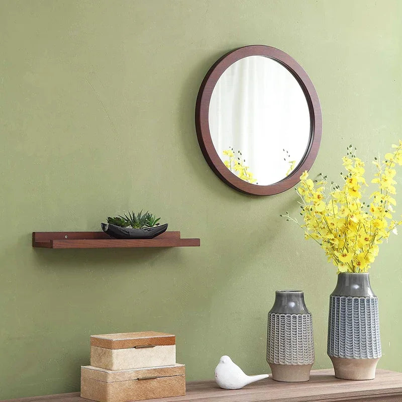 miroir vintage mural en bois de frêne pour salle de bain - vue 3 sur 7