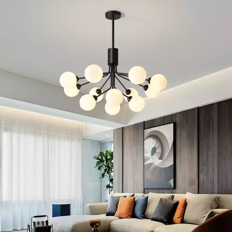 Lustre boule de verre nordique Led or luxe chambre cuisine lampe magique haricot Apiales lustres pour salle à manger café éclairage - vue 4 sur 12