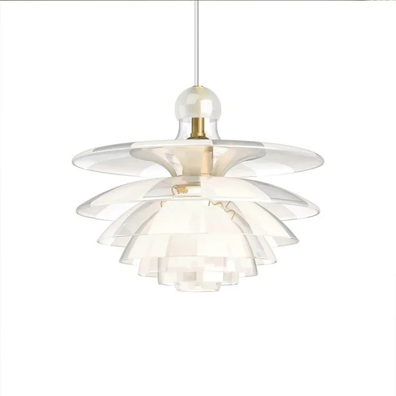 lustre en verre led moderne design scandinave éclairage suspendu élégant - vue 6 sur 8