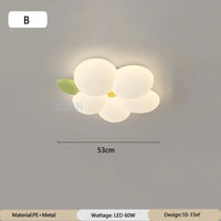 Modern Simple Children's Room Ceiling Lamps with White PE Flower Sconces White Rabbit Girl Boy Baby Kids Bedroom Hanging Light