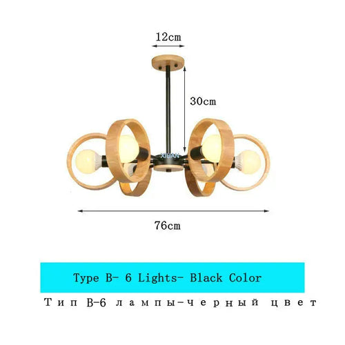 lustre scandinave minimaliste rotation 360 degrés luminaires suspendus bois créatifs - vue 22 sur 22