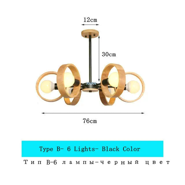 lustre scandinave minimaliste rotation 360 degrés luminaires suspendus bois créatifs - vue 22 sur 22