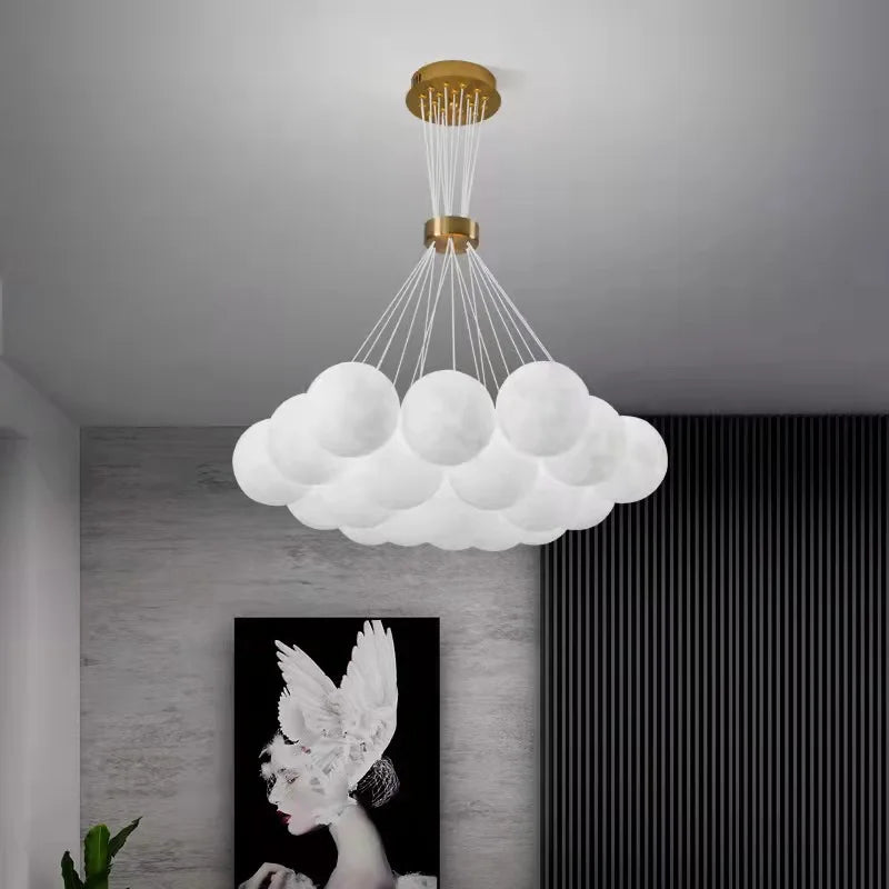 lustre nordique planète lune design bulle led décoration maison - vue 4 sur 18