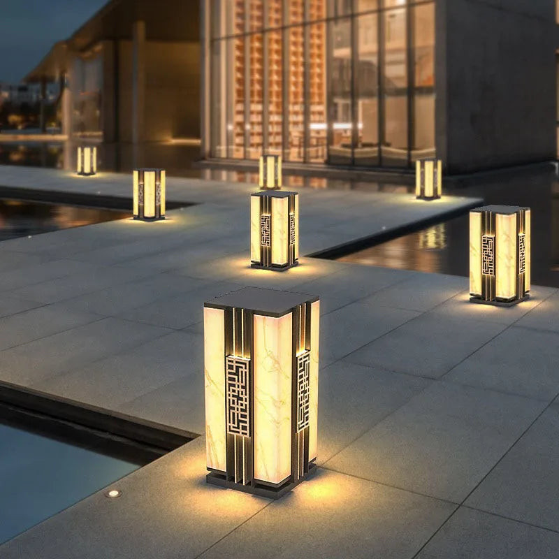 lampe extérieure solaire décorative imitation marbre pour jardin - vue 1 sur 8