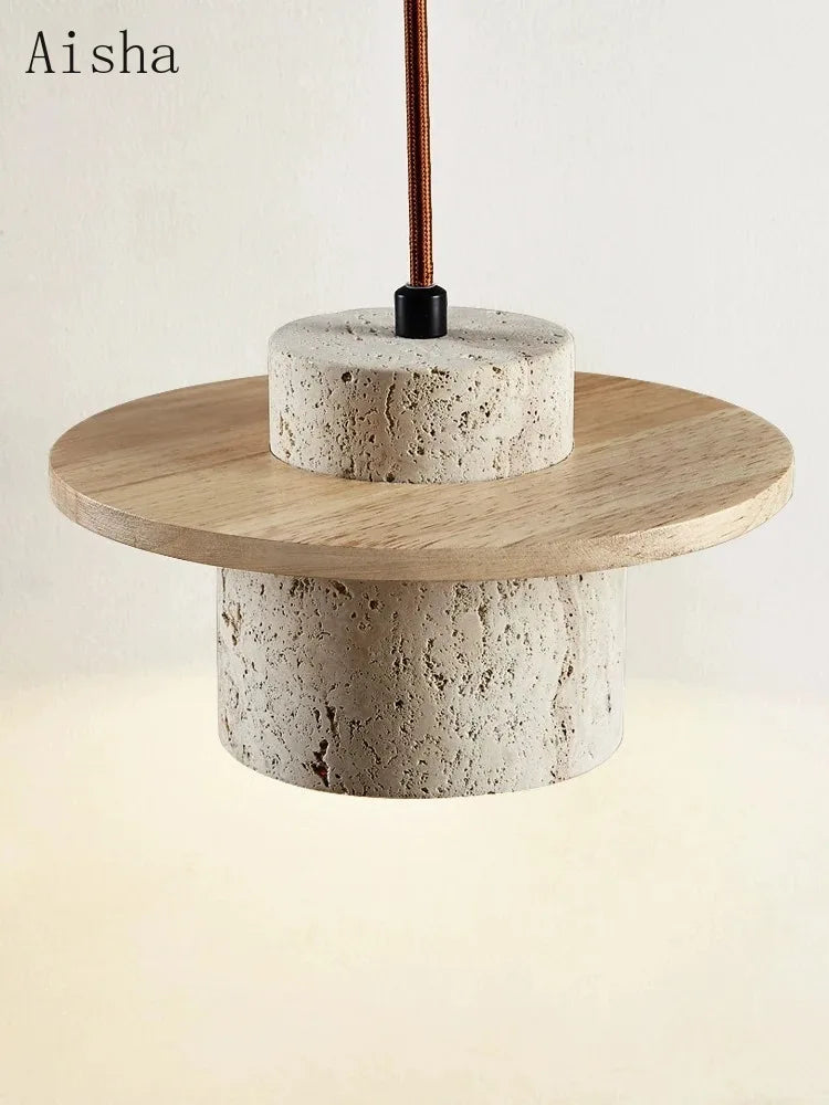 suspension japonaise en bois et pierre pour décoration intérieure - vue 4 sur 8