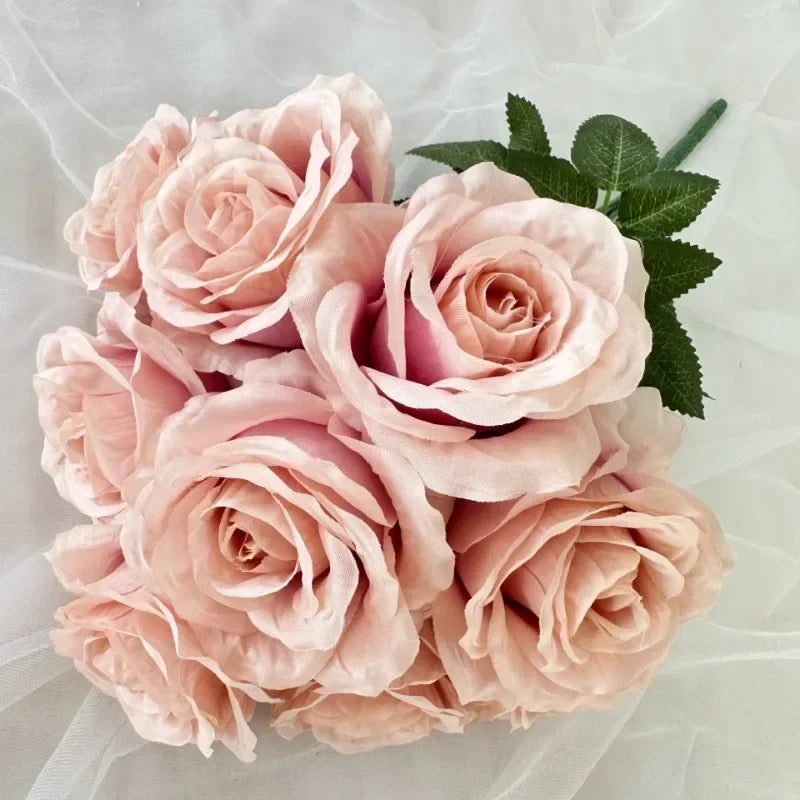 bouquet de roses artificielles en soie pour décoration intérieure - vue 19 sur 28