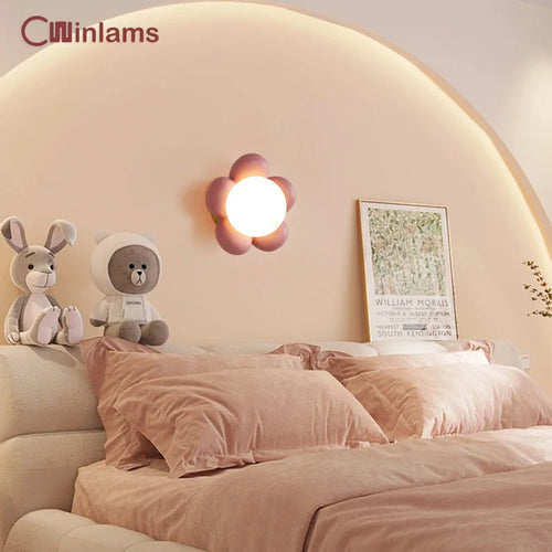 applique murale style nordique lampe à fleurs chaude pour enfants décoration maison - vue 3 sur 8