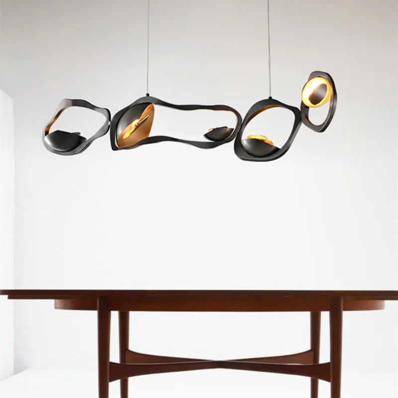 Lustre design nordique Restaurant salle à manger lampe d'ambiance décorative noir en acier inoxydable lustres haut de gamme 2023 - vue 4 sur 8